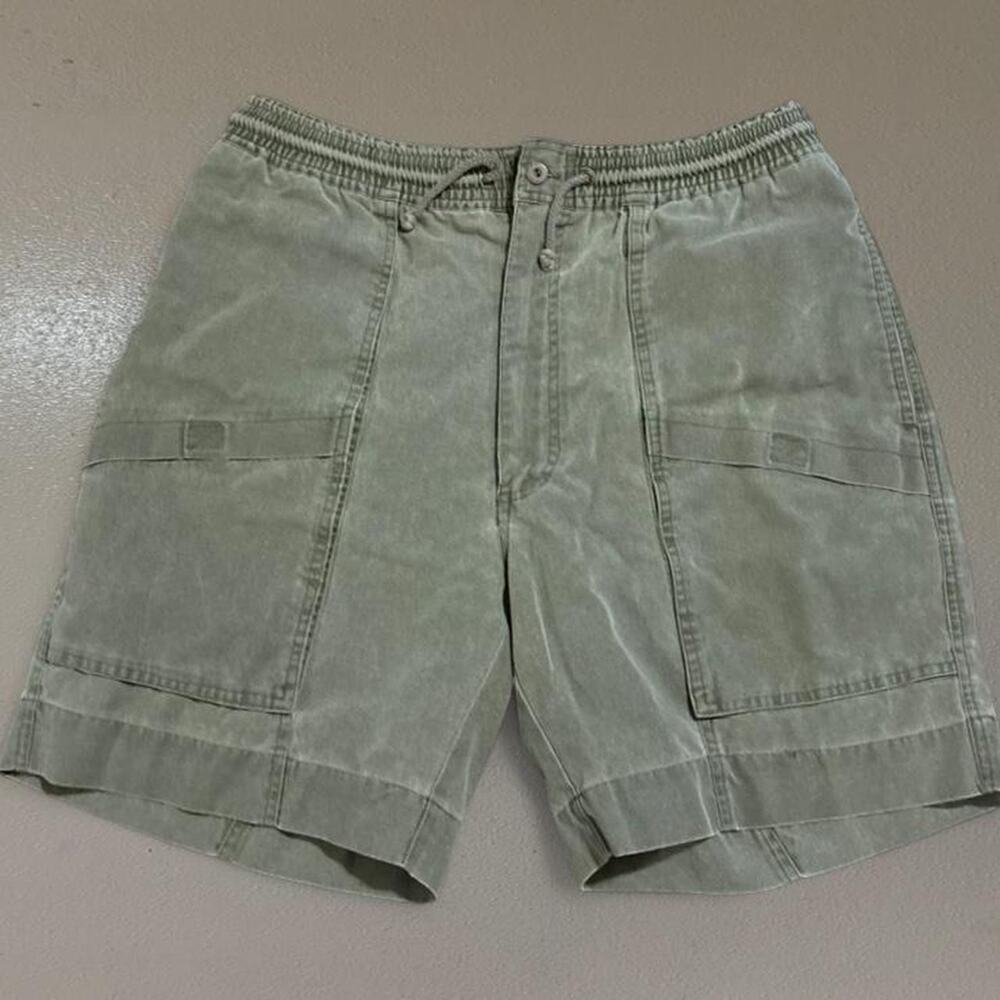 Vintage 90s Bugle Boy Baggy Military Green Cargo Shorts Size 38